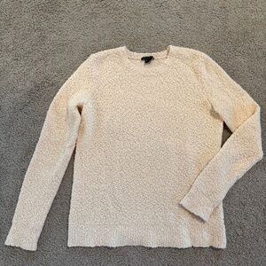 Theory Jaidyn Veiling Wool Blend Crewneck Boucle Sweater Ivory Small